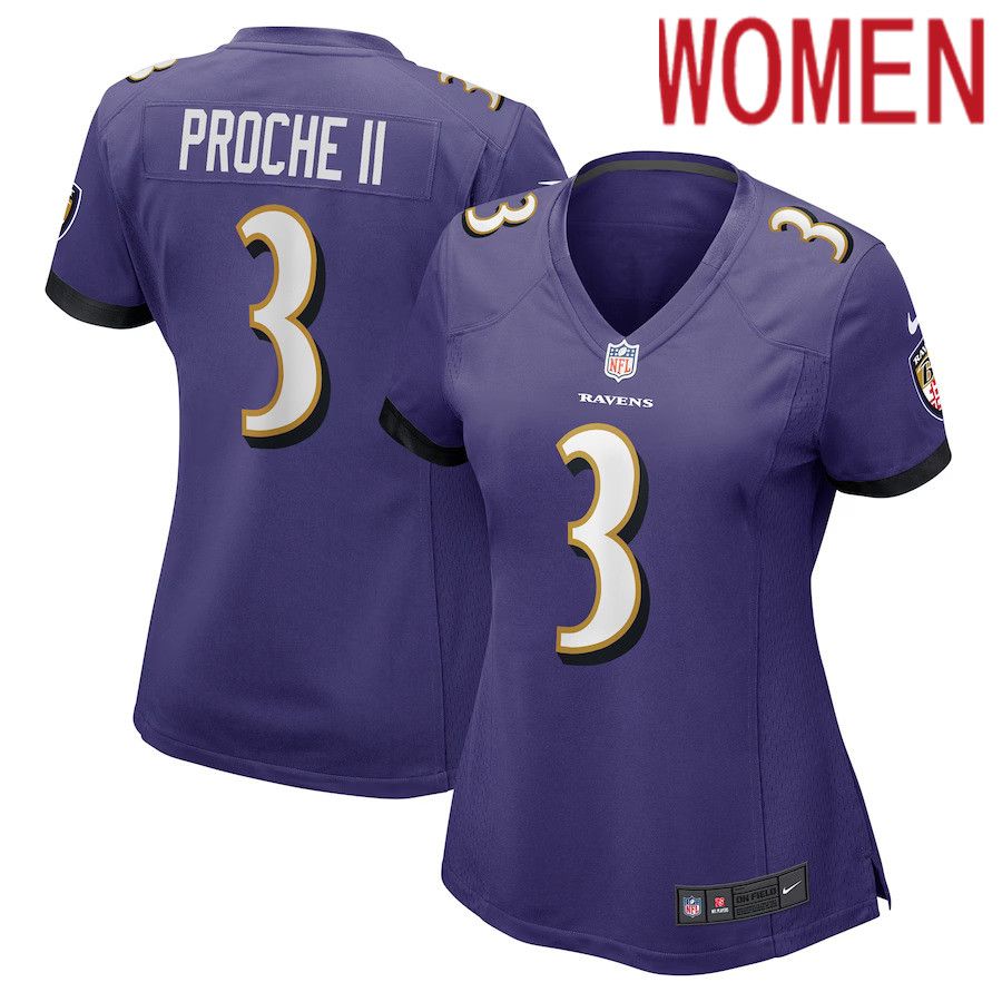 Women Baltimore Ravens #3 James Proche II Nike Purple Team Game Player NFL Jersey
